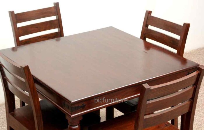 Teakwood square dining table set 3