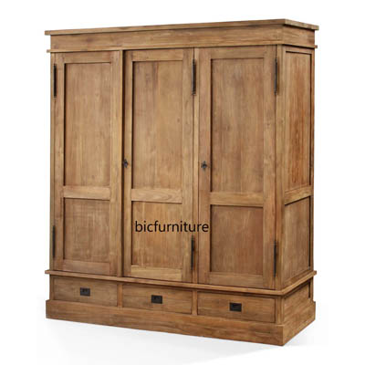 Wooden three door wardrobe with drawers 1