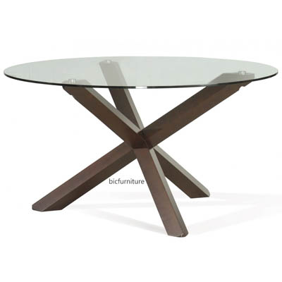 Round wooden cross dining table 2