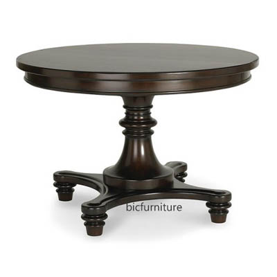 Round wooden pedestrial dining table 1