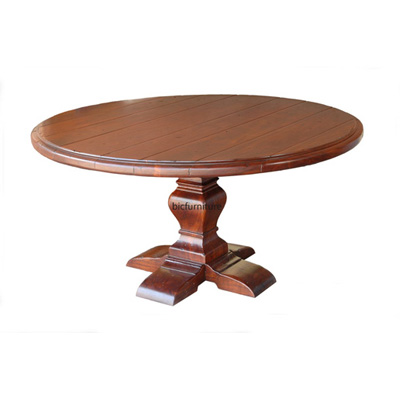 Round wooden pillar dining table 1