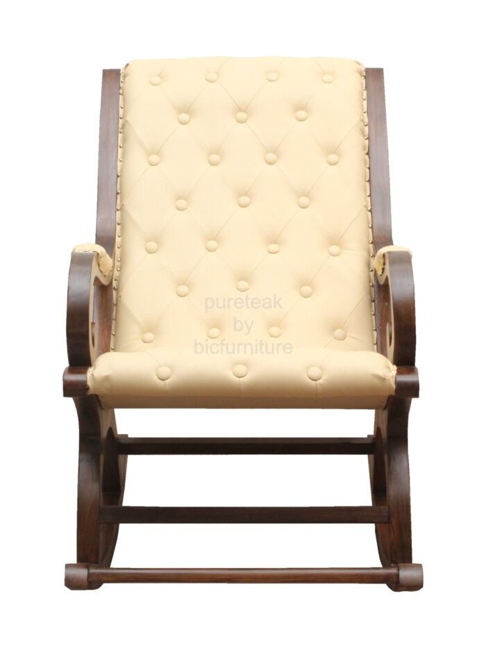 Teak comfortable cushioned rocking chair