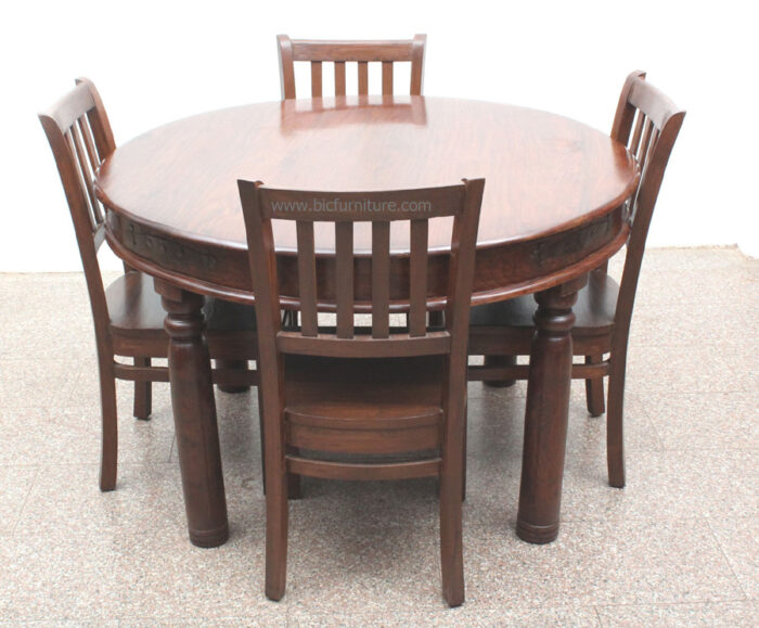 IMG 6639Round large wooden dining table 4 seater2