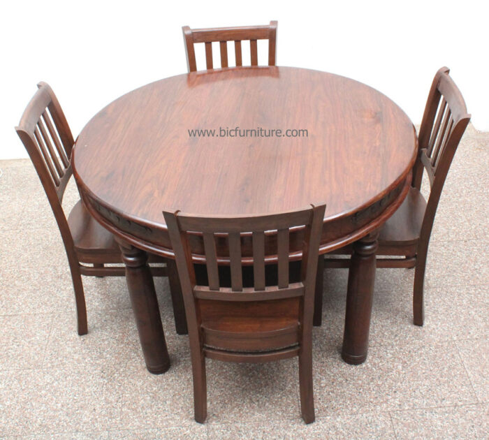 IMG 6645Round large wooden dining table 4 seater1