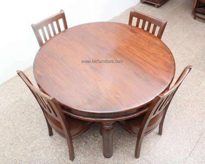 Round large wooden dining table 4 seater3