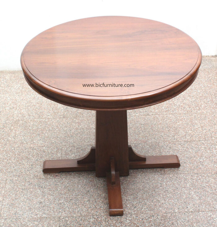 Round pillar teakwood dining table2