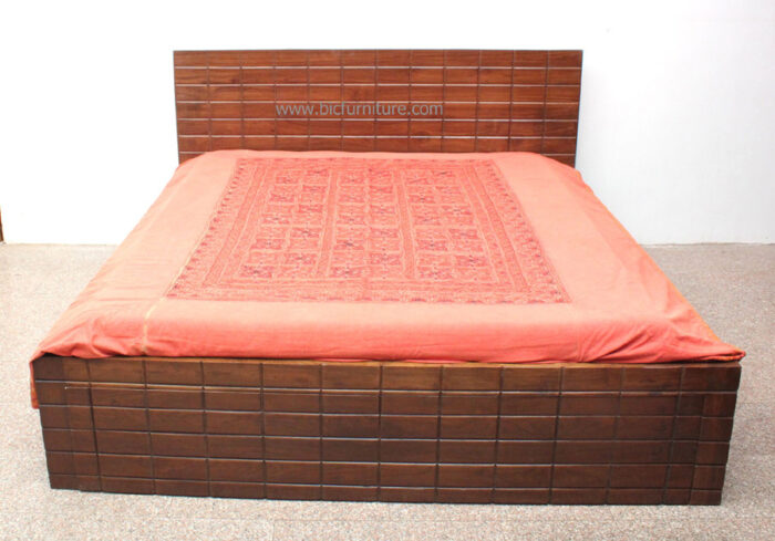 teakwood brick design double bed 1