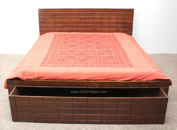 teakwood brick design double bed 2