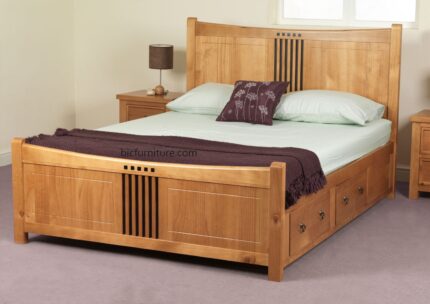 oak finish double bed