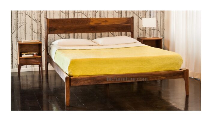 sleek wooden bedroom bedside set