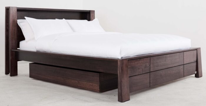 distress finish wooden double bed