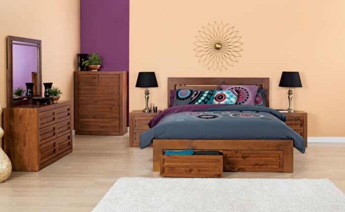 natural teak finish bedroom set mumbai