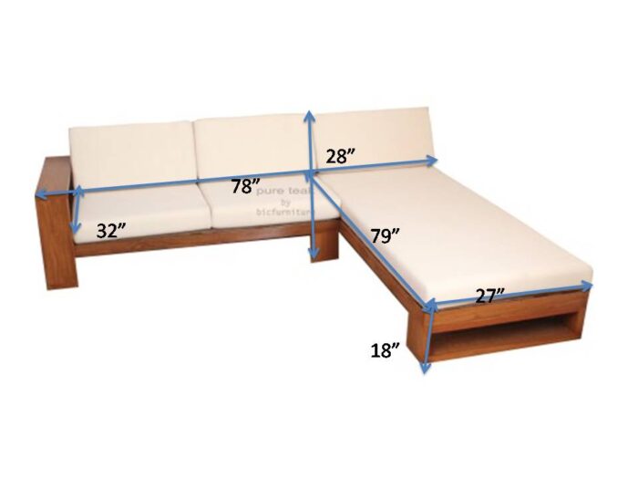 L shape sofa set teak sizes
