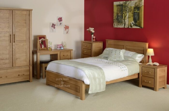 natural finish teak bedroom set