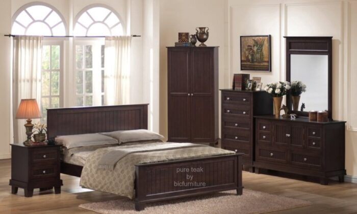 wooden dark bedroom set