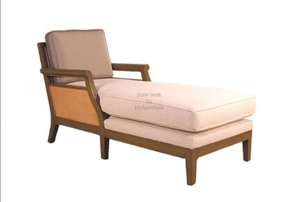 teak chaise lounge with cane