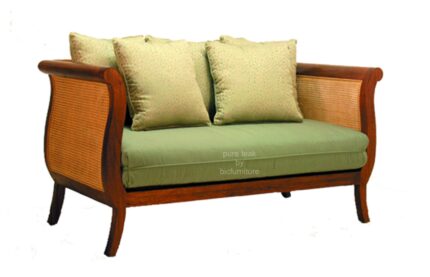teak sofa with cane
