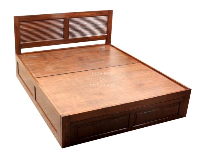teakwood double bed storage