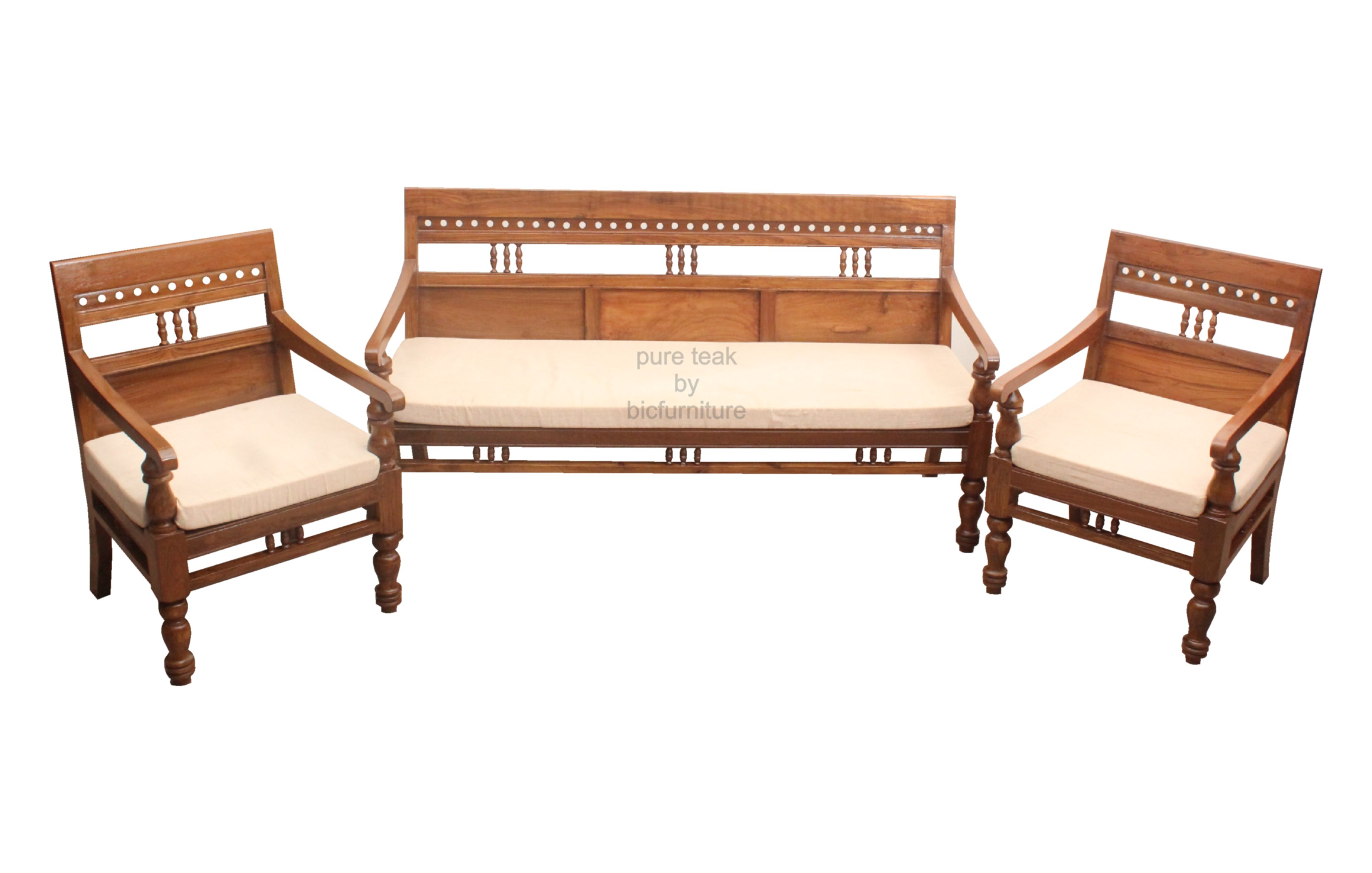 Carved Teak Sofa Set In Elegant Design, Wooden Teak Sofa Design