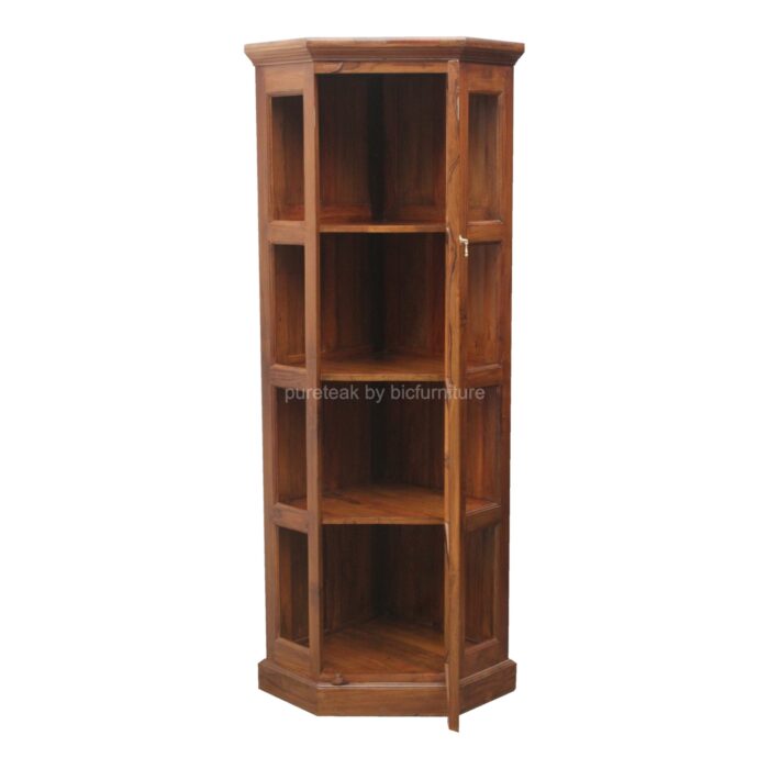Sturdy corner wooden display cabinet