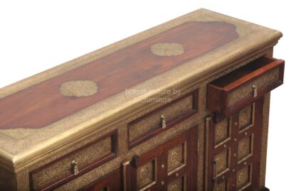 Brass ornate wooden sideboard