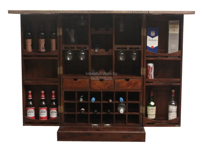 sheeeshamwood brass folding bar cabinet