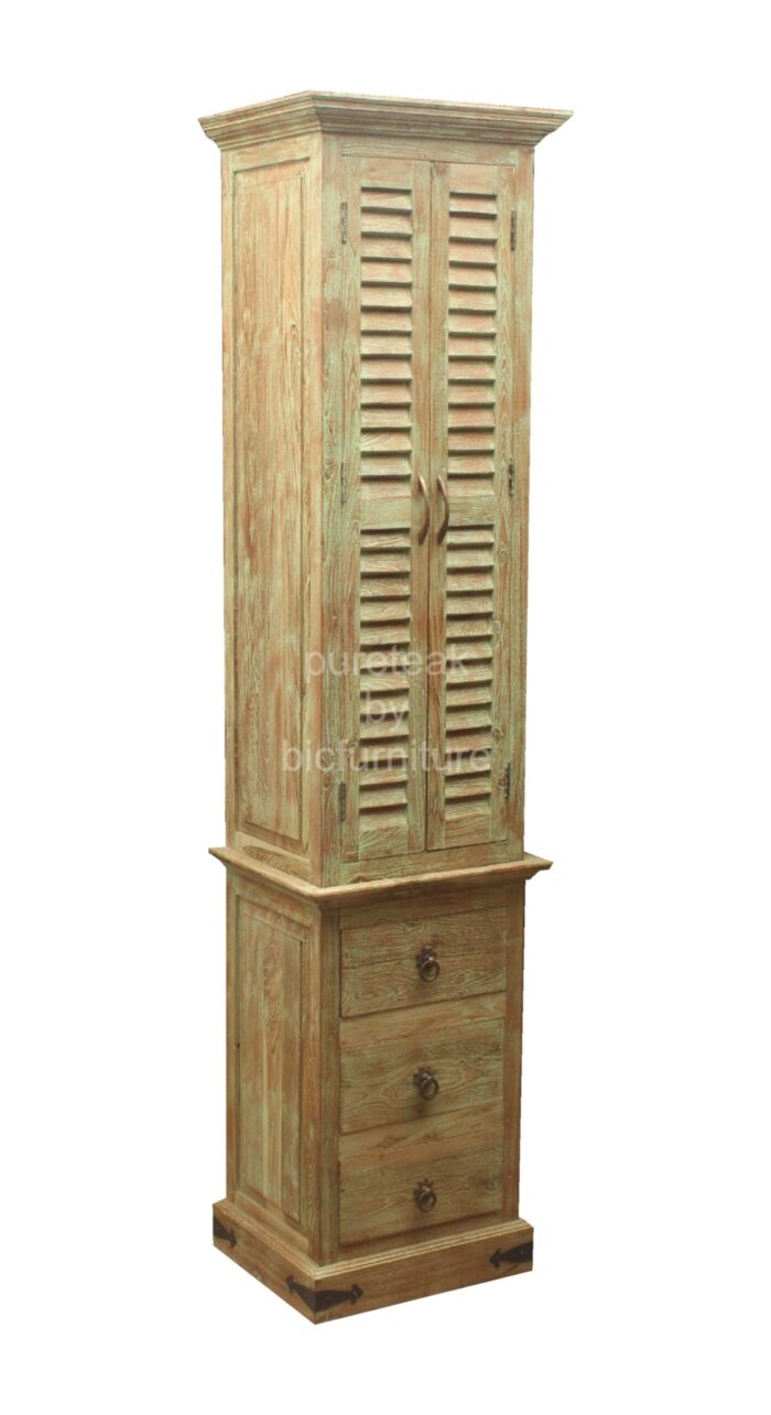 teak antique finish tall cabinet