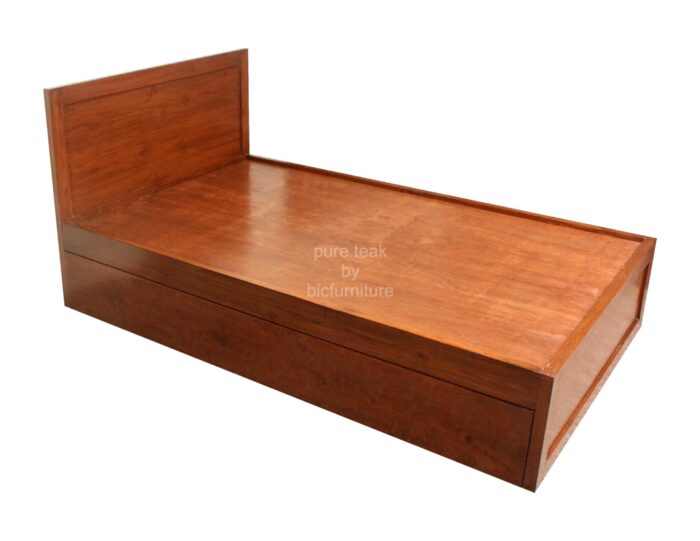 teak wood bed with lower storage