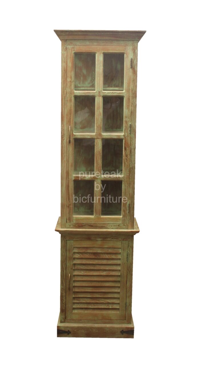 wooden antique finish showcase cabinet