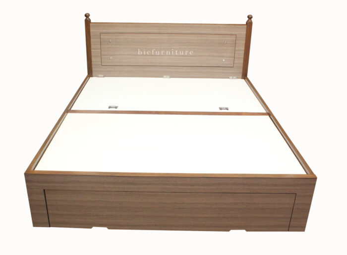 Modern look queen size bed with foot side storage