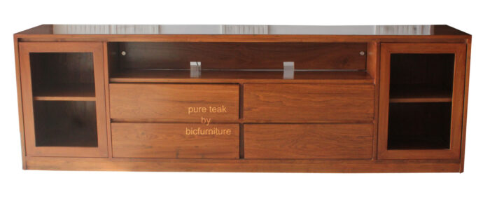 Teak wood 4 drawers tv unit