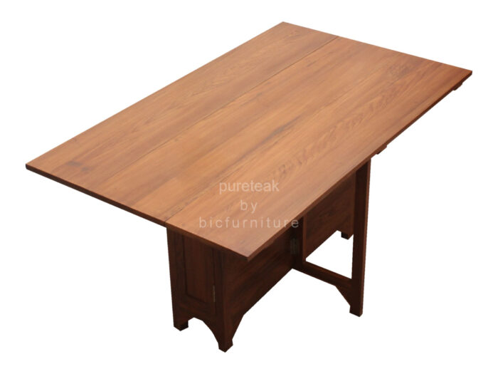 Teak wood foulding dinning table with storage1