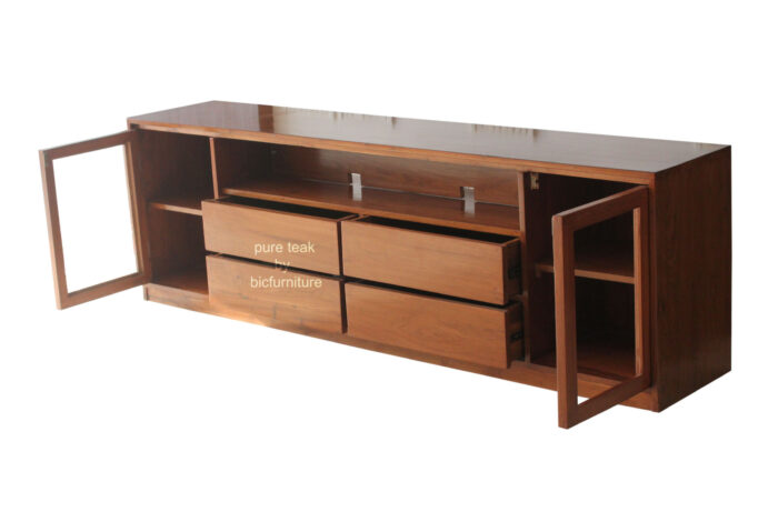 Teak wood tv unit 4 drawers