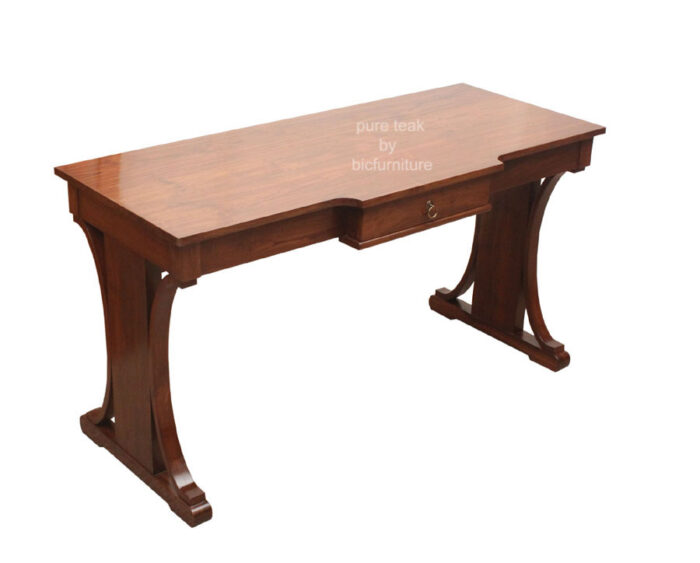 Writing table with one drawer in pure teak wood