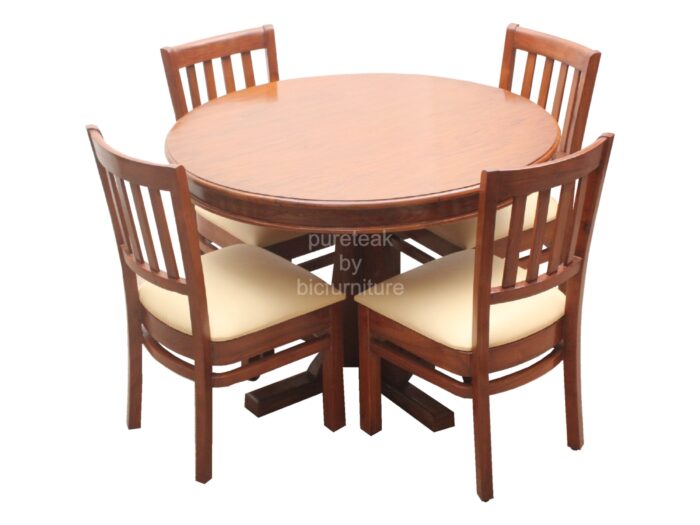 comfortable round dining set with 4 chairs