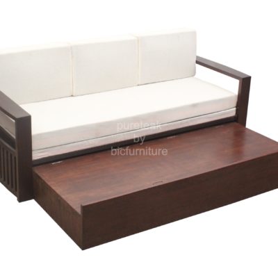 contemporary storage teak wood sofa cum bed