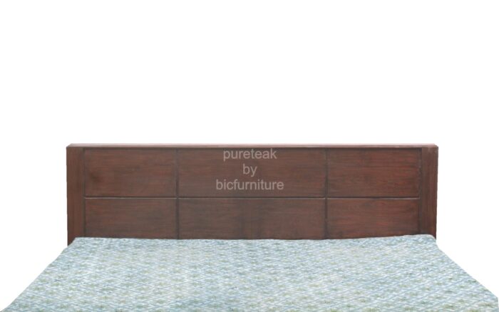 dark wood double bed with lower storage