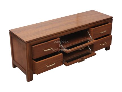 modern solid wood 5 feet tv cabinet with 4 drawers with 2 open sections
