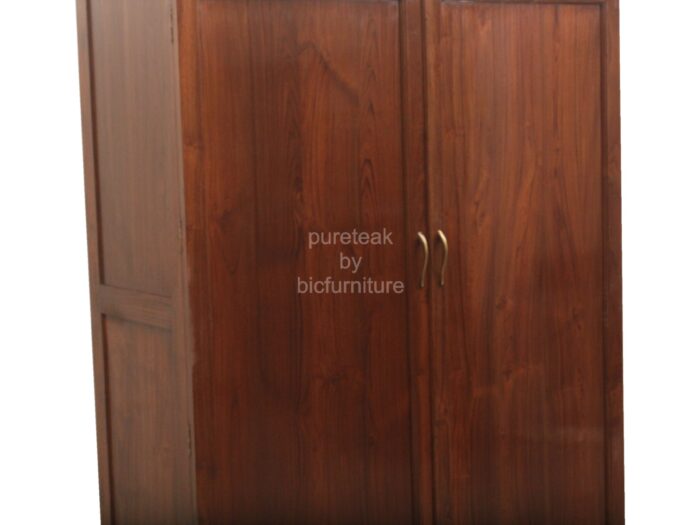 solid teak wood 2 door wardrobe brass handles large modern top moulding