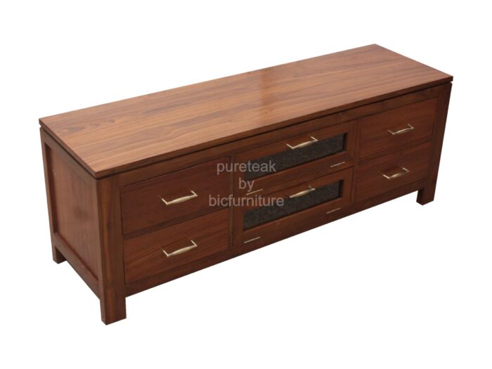teak wood 5 feet tv cabinet with 4 drawers