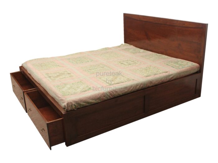 teak wood cot bed with lower storage