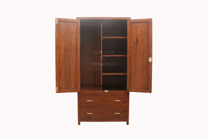 teak wood wardrobe with 2 drawers