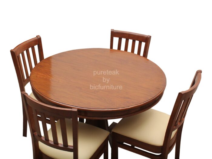 wooden round dining set with 4 chairs