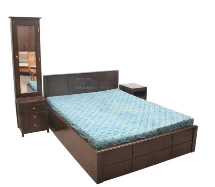 Pure teak wood bed room set with modern design