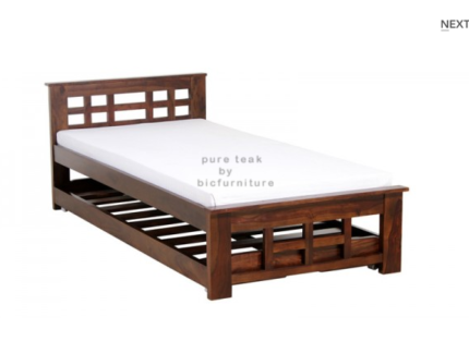 Teak wood single  bed with box  design in a  different  way
