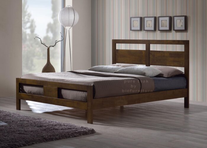 trendy bed in teak wood
