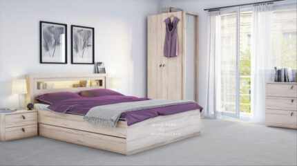 Bed room set in pure teak wood in white
