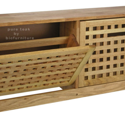 Shoe rack box pattern solid wood natural finish 