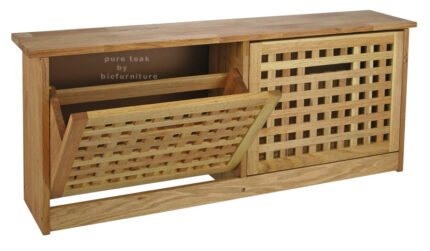 Shoe rack box pattern solid wood natural finish