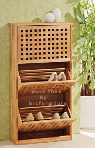 Shoe rack in angle storage solid wood